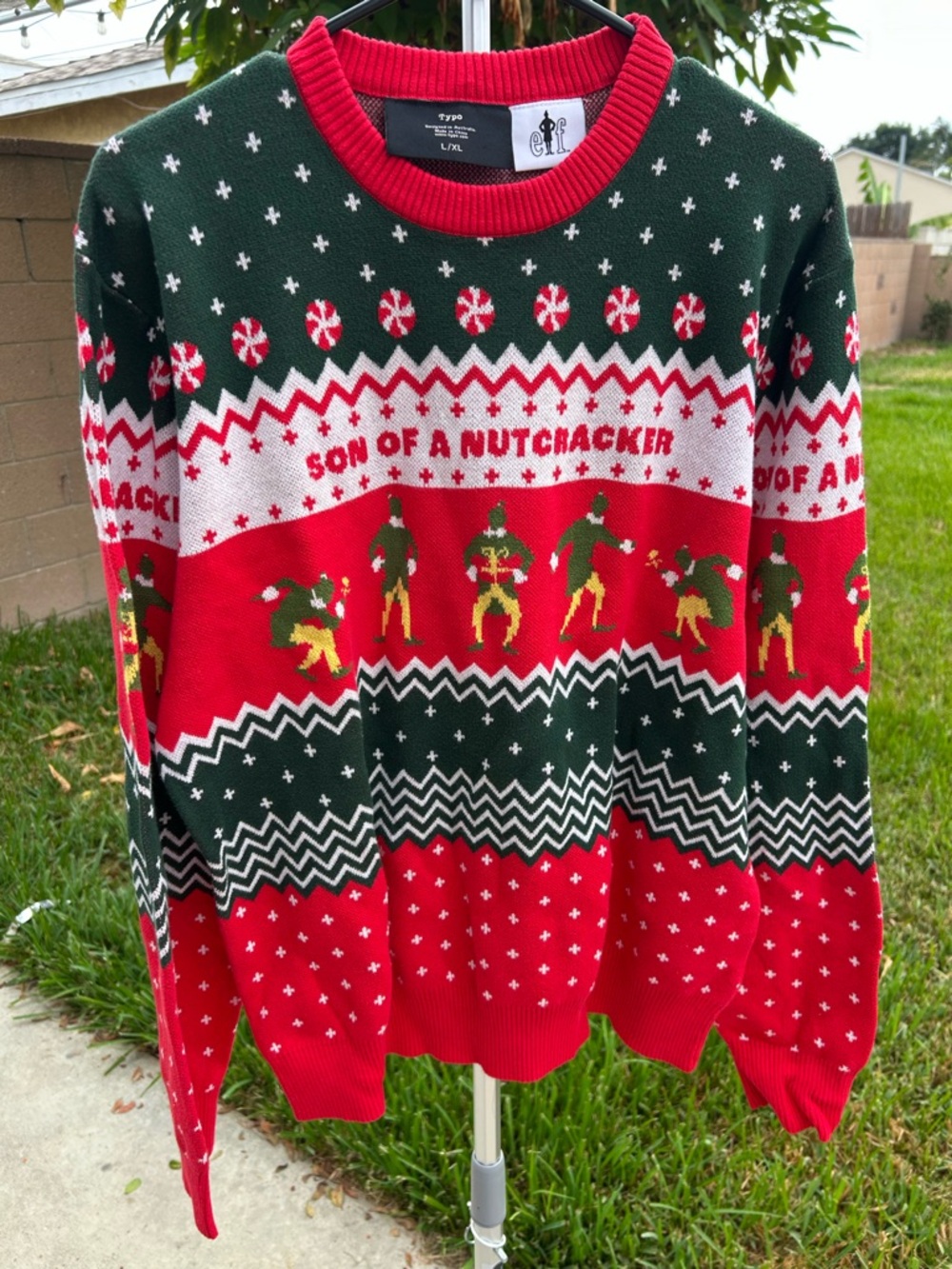 Typo Men's Red & Green 'Son of a Nutcracker' Holiday Crewneck Sweater